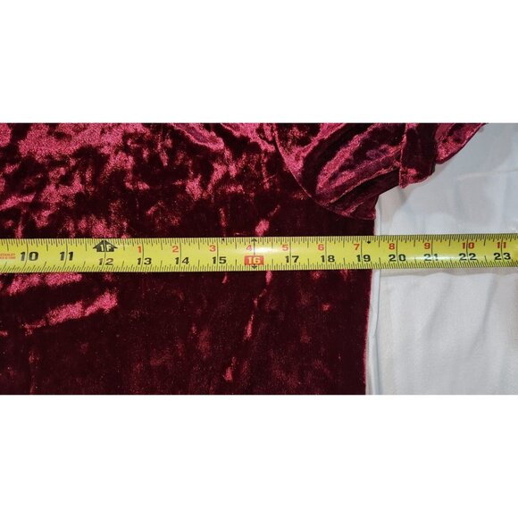 Cupio Crushed Velvet Burgundy Short‎ Sleeve Dress XL - Picture 5 of 5